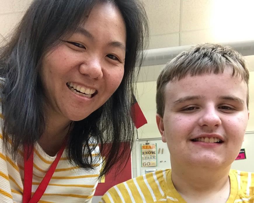 Jen Lawson, winner of the 2019 Lara Jane Parker award, with student.  
